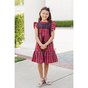 J. Marie Rayna Dress Red Ruffle Embroidered Girls 7 Spring Summer NWT Boutique